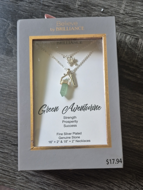 Believe By Brilliance Jewelry - Green Aventurine Believe By Brilliance Layered Necklace Set Silver Plated